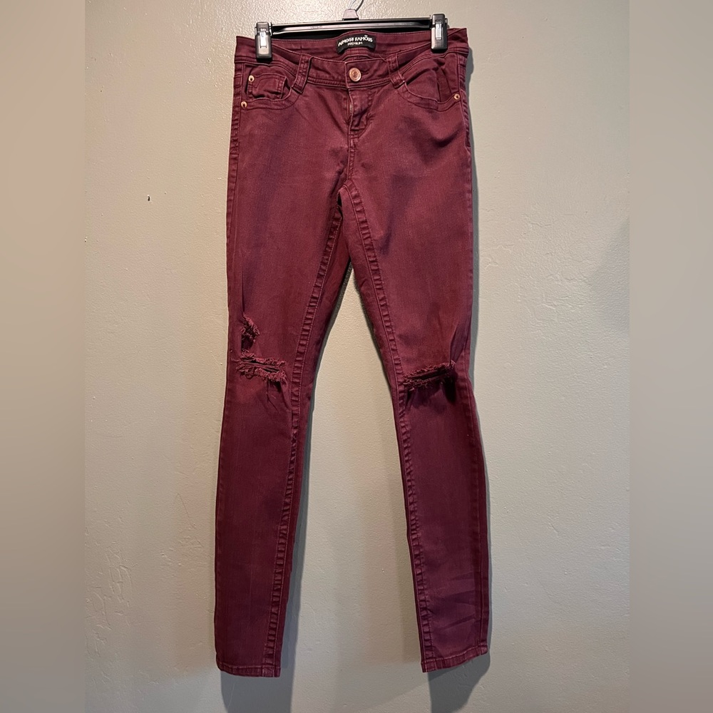 Maroon skinny jeans